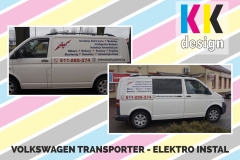 Elektro instal volkswagen tranporter t5 oklejony folia reklamowa boki